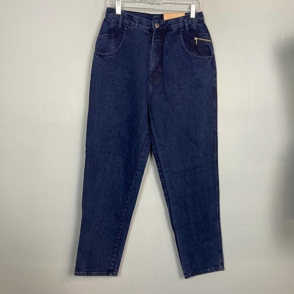 𝅺NOS Gitano Jeans Tapered Leg Mom Jean Relaxed Size 12 Over-Dyed Denim Dark Wash - Picture 1 of 12